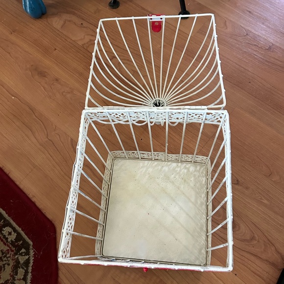 Vintage Square White Metal Bird Cage Decoration - Picture 8 of 8